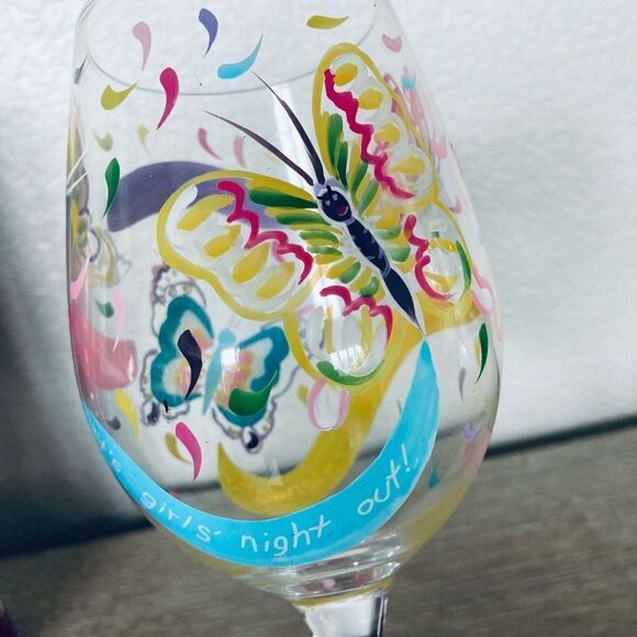Lolita Social Butterfly Hand Painted Wine Glass - Picture 2 of 7